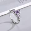Nuevo Anillo de Corona con Circonita Morada de Amor Incrustada Estilo Princesa para Mujer Lujo Ligero de Alta Gama Alto Valor Anillo de Corona