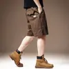 Bermudas de Trabalho Patchwork de Algodão Pesado Estilo Americano para Homens, Calças Casuais Tendência de Verão Retrô de Cinco Pontos de Comprimento Médio para Homens