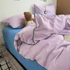 Cálido, estilo minimalista, con cordón, juego de cuatro piezas de algodón puro, agradable para la piel y suave, incluye sábana bajera, sábana encimera, funda de edredón, juego de tres piezas para dormitorio
