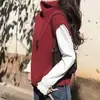 Chaleco de punto otoño-invierno con cuello alto superpuesto, diseñado para mujer para llevar como capa exterior, con un estilo relajado, suave y cómodo, cuello alto y diseño sin mangas, perfecto para llevar en capas.