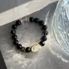 Bosque BrumosoCaja Incrustada de Obsidiana Fantasma Verde NaturalPulsera de ObsidianaObsidiana de HieloCristal BlancoSencillo y Elegante
