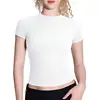 Camiseta Feminina Manga Longa Cruzada Europeia e Americana Hot Girl Cintura Marcada Ombro Direito Look Emagrecedor Outono Camisa Base para Camadas Pronta para Venda