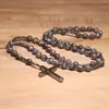 Amazonas Piedra Natural Colgante de Cruz Collar Piedra Ojo de Tigre Cruz Vesícula Biliar de Hierro Rosario para Hombres Collar Venta al por Mayor