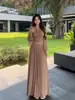 Estilo Coreano Sexy Maduro Malha Decote V Manga Longa Outono 2026 Novo Cintura Alta Plissado Saia Longa Conjunto de Duas Peças