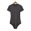 Camiseta de Mujer de Estilo Europeo y Americano Distintiva de Manga Corta sin Espalda con Huecos en la Entrepierna Conjunción Cuello Redondo Sencilla Color Sólido Ajustada Camiseta Básica
