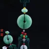 Colgante de coche con hebilla de seguridad de jade verde, seguridad de entrada y salida, borla de Nudo Chino, suministros de decoración para colgante de coche