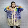 Estilo Relaxado Pelo de Visão Manga Longa Solto Emagrecedor Versátil Base Suéter com Capuz Feminino Outono Inverno Estampado para Mãe