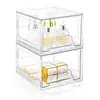 Caja de almacenamiento de cosméticos transfronteriza, almacenamiento transparente de acrílico tipo cajón para medicamentos y papelería, almacenamiento de escritorio apilable