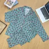 Solapa tela arrugada imitación algodón conjunto de ropa para el hogar primavera y otoño conjunto de pantalones largos pijama de dos piezas para mujer manga larga dulce y lindo