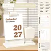 Calendario de Escritorio 2027 Portaplumas Creativo Adorno Multifuncional con Cajón de Almacenamiento Calendario Mensual Personalizable Calendario Corporativo