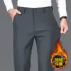 Calça casual elástica para exportação de comércio exterior para homens, nova coleção outono e inverno 2026, corte reto solto, calça masculina para terno de negócios de meia-idade