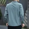 Camisa de manga larga para hombre, chaqueta de primavera y otoño, camisa casual de trabajo, camisa de corte holgado, top de estilo coreano para hombre, casual y moderno