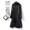Abrigo de Piel de Oveja para Mujer, de Longitud Media, Estilo Solapa, Elegante Abrigo de Cuero, Nueva Chaqueta de Cuero para Mujer Haining de Otoño e Invierno