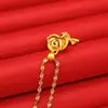 Pingente de Flor Rosa Dourado Areia para Mulheres, Colar de Ouro de Imitação, Joias de Colar de Flor de Luxo Leve de Nicho Atacado