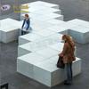 Taburete de ocio de cemento, combinación cuadrada, creativo, grc, asiento de escalón, parterre de flores, parque, paisaje cuadrado, banco de terrazo
