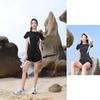 Traje de Banho Esportivo Feminino 2024 Peça Única Conservador Emagrecedor Cobre a Barriga Mergulho Manga Longa Roupa de Banho para Fonte Termal Peça Única Manga Curta
