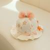 Sombrero Infantil con Lazo de Flor Estampado Primavera y Verano Delgado Sombrero para el Sol para Bebé Niña Lindo Sombrero para el Sol Ajustable