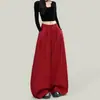 Calça de Perna Larga Estilo Dopamina Preguiçosa para Mulheres, Nova Primavera/Verão Vinho de Cintura Alta Emagrecedora Fluida Solta Casual Comprimento Total Tendência
