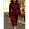 Vestido de Moda Nuevo 2026 Europeo y Americano Amazon AliExpress con Lazo Estilizador de Cintura y Mangas Abullonadas