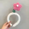 Faixa de Cabeça Fofa de Lã de Cordeiro com Flor para Mulheres, Faixa de Cabeça de Pelúcia Antiderrapante para Outono e Inverno, para Lavar o Rosto e Aplicar Máscaras Faciais
