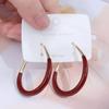 Brincos Ancola Vermelho Marrom Maillard Estilo Retrô Alto Moda Elegante Elegante Elegante Argola de Orelha Estilo Frio Brincos com Combinação de Cores
