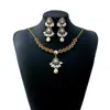 Set de Joyería de Lujo Transfronterizo Europeo y Americano con Forma de Gota de Agua, Exagerados Pendientes de Perla y Collar de Circonita Estilo Vintage de Corte al por Mayor