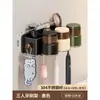 Portacepillos de dientes de madera maciza estilo vintage, montado en la pared, gran capacidad, estante de almacenamiento compartimentado, portavasos para enjuague bucal para baño sin taladro