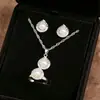 Moda Transfronteriza Europea y Americana Nuevo Diseño Creativo de Gama Alta Pendientes de Perla Imitación Gota de Agua Anillo Conjunto de Joyería