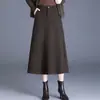 Elegante y a la moda falda midi de mezcla de lana para mujer, nueva colección otoño 2026, falda de línea A elegante y versátil para el trabajo