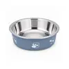 Comedero para Mascotas de Doble Capa de Acero Inoxidable y Plástico Transfronterizo, Plato para Gatos Estampado, Plato Antideslizante para Perros, Utensilios de Comida de Doble Capa de Acero Inoxidable