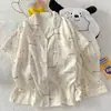 Estilo Mismo de Transmisión en Vivo de Douyin Gato KT Algodón Nube Pijama para Mujer Verano Lindo Dulce Manga Corta Pantalones Cortos Conjunto de Ropa para el Hogar