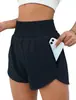 Shorts Feminino de Cintura Alta Dois em Um para Corrida, Esportes, Yoga, Anti-Exposição, Academia e Treino em Pista com Bolsos com Zíper