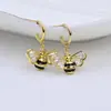 Pendientes de Colgante de Abeja Lindos de Moda de Gama Alta Versátiles de Lujo Ligero Esmalte de Circonita Super Brillante para Viajes