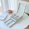 Nueva Caja de Joyería de Cuadros Caja de Joyería de Doble Cajón Joyería de Gama Alta Joyería para Collares Anillos Pendientes Caja de Almacenamiento de Joyería
