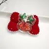 Pinza para el pelo con lazo de terciopelo rojo navideño, set de tocado con campana y borla de dibujos animados lindos de Papá Noel para niños