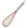 Batedor de Ovos de Silicone Manual Aço Inoxidável Batedor de Creme Mixer Portátil Colorido Mini Ferramenta Doméstica para Panificação