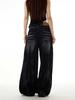 Pantalones Casuales Relajados Vintage Tendencia Diseño de Nicho Americano Patrón de Rayos Jeans de Pierna Ancha para Hombres y Mujeres