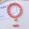 Pulseira Bodhi Flor Flutuante Rosa Pêssego, Vento Suave nos Dedos, Contas Macias, Contas de Rosário, Multicírculo, Disco Versátil para Segurar na Mão para Mulheres