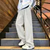 Calça moletom pesada com cós contrastante e design moderno para homens e mulheres, outono, perna reta solta, para dançar, esportes, uso casual, direto da fábrica