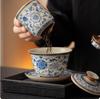 Pequeño Recipiente Sellado de Cerámica Portátil para Té con Diseño de Loto y Kiln Ru Azul y Blanco, Recipiente de Té Esmaltado de Alta Gama para el Hogar