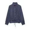 Atacado de fabricante de roupas femininas transfronteiriço 2026 outono novo moda estilo europeu e americano casual solta listrada gola alta camisa