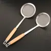 304 mango de madera acero inoxidable colador cuchara espumadora vajilla de cocina para el hogar leche de soja fideos olla caliente filtro al por mayor