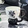 Caneca Alta de Cerâmica Cor Cream de Grande Capacidade para Casa, Casal, Água, Café da Manhã, Leite, Aveia