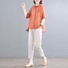 Traje de Algodón y Lino para Mujer Verano Estilo Chino Literario Retro Talla Grande Holgado Look Adelgazante Conjunto de Dos Piezas Delgado Estilo Occidental Traje de Mamá