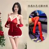 Lingerie sexy de pelúcia com suspensório e camisola para mulheres, sensual e apaixonada, conjunto de uniforme sem remoção, saia curta, roupa de Natal, desejo puro e paixão