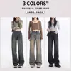 Jeans Vintage de Tiro Alto Pierna Ancha para Mujer 2024 Otoño e Invierno Nuevos Estilo Americano Sueltos Adelgazantes Rectos