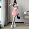 Falda Corta de Mezclilla Rosa para Mujer Verano 2024 Nueva Falda de Cintura Alta Corte A Pequeña Falda Retro Americana