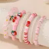 Pulseira de Contas Coloridas com Pingente de Laço para Crianças, Pulseira de Contas Acrílicas Coloridas para Meninas, Joia