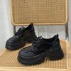 Sapatos de Couro com Cadarço Estilo Britânico de Solado Grosso Aumentador de Altura Estilo Francês para Mulheres, Moda Nova Primavera 2026 Mocassins Versáteis para Mulheres