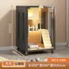 Villa para gatos jaula para gatos, lujosa casa de madera para gatos con puerta de cristal, casa para gatos con arenero integrado, nido para gatos transpirable y ahorrador de espacio